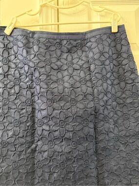 Talbots Dark Blue Floral Lace A-Line Skirt